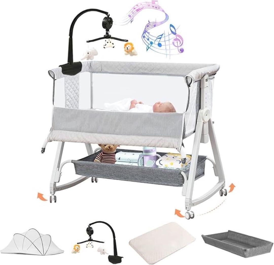 ❤️1品限り❤️Cradoa ベビーベッド 多機能 高さ6段調整 キャスター付き