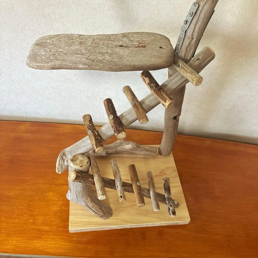 バードアスレチック　天然流木　鳥用ジム・はしご・ブランコ付き