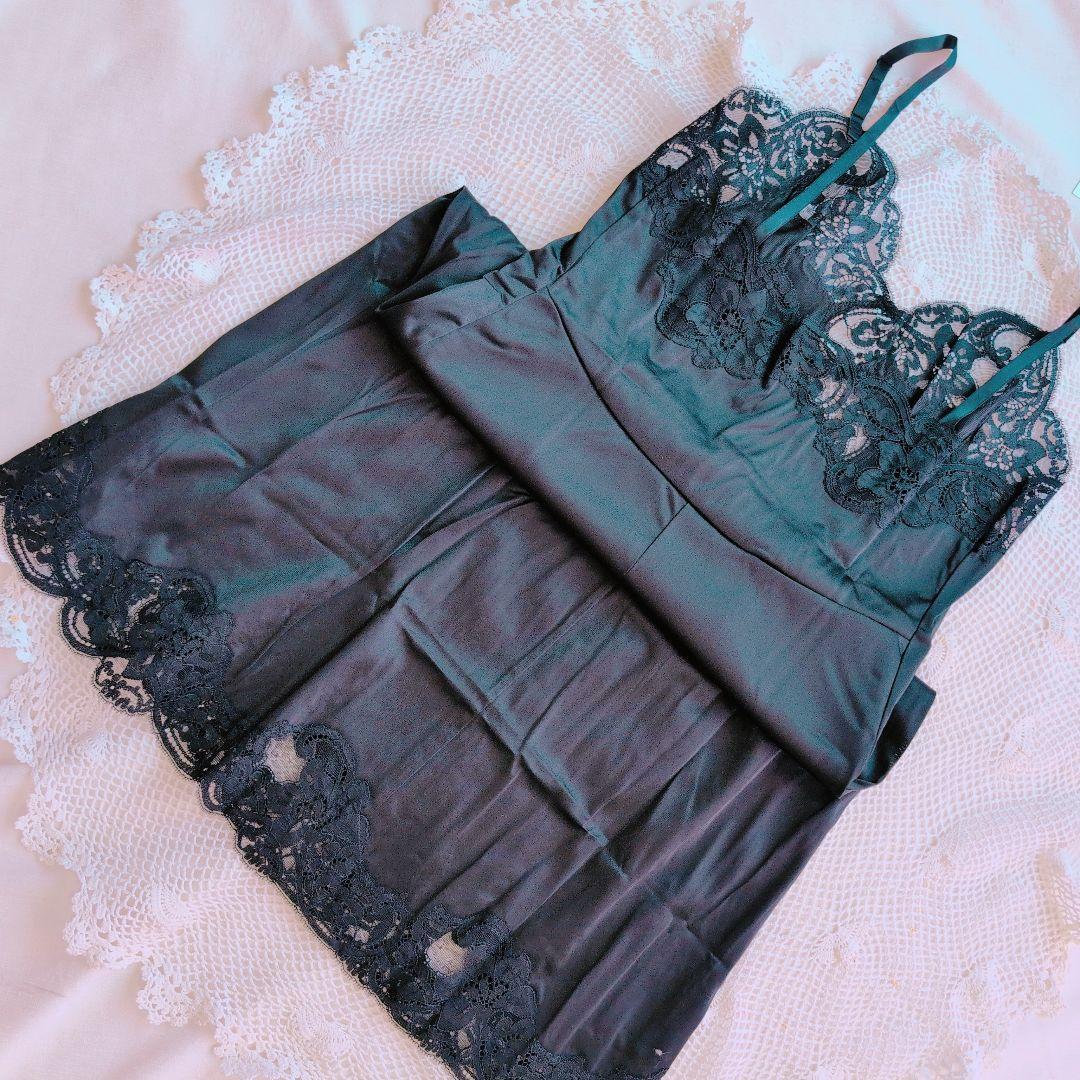 【Christian Dior】新品ランジェリー　黒レーススリップ　キャミ