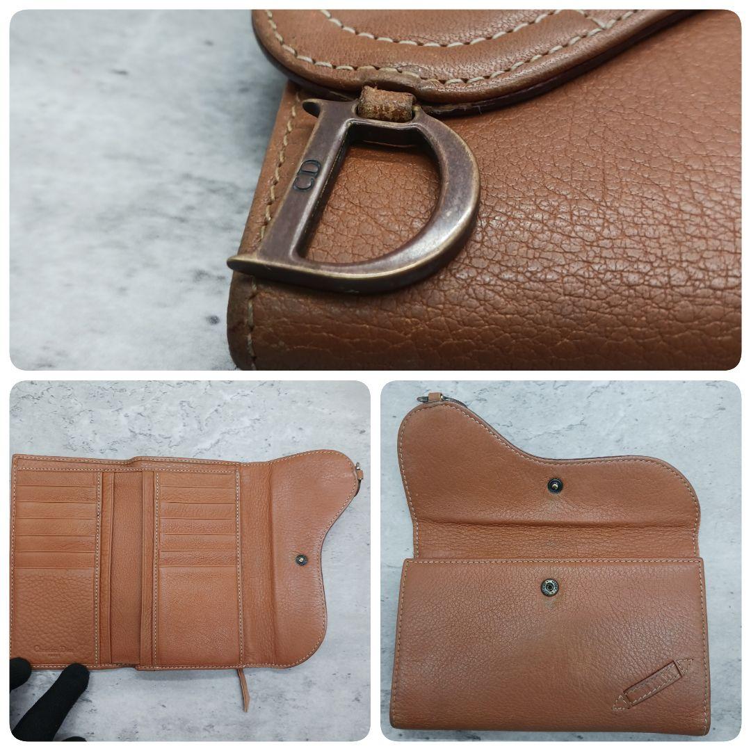 ✨美品✨ ディオール レザー サドル トロッター 三つ折り 長財布 ブラウン