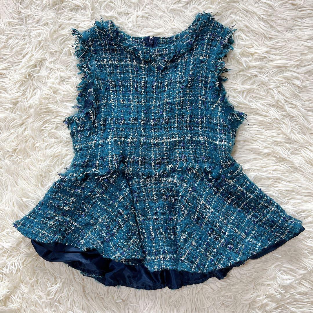 シェリエ sheller ターコイズ　ツイード　ペプラム