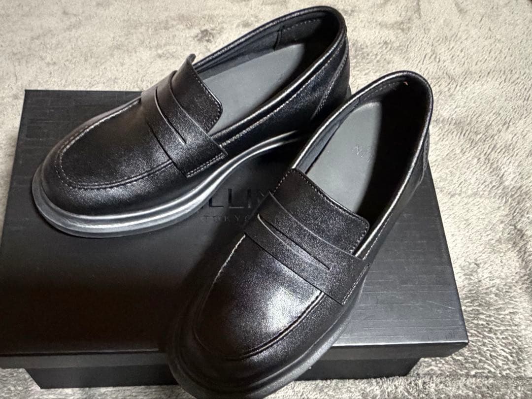 FILLIN ブラックレザー ローファー 24センチ