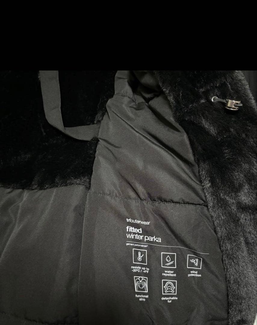 ザラZARAウォーター＆ウィンドプロテクション パーカー Sブラック 防水 防風