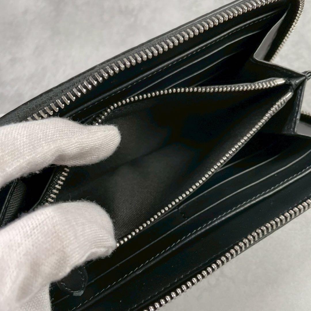 【極美品 保存袋付】バーバリー 長財布 TBロゴ 総柄 レザー 本革 ブラック