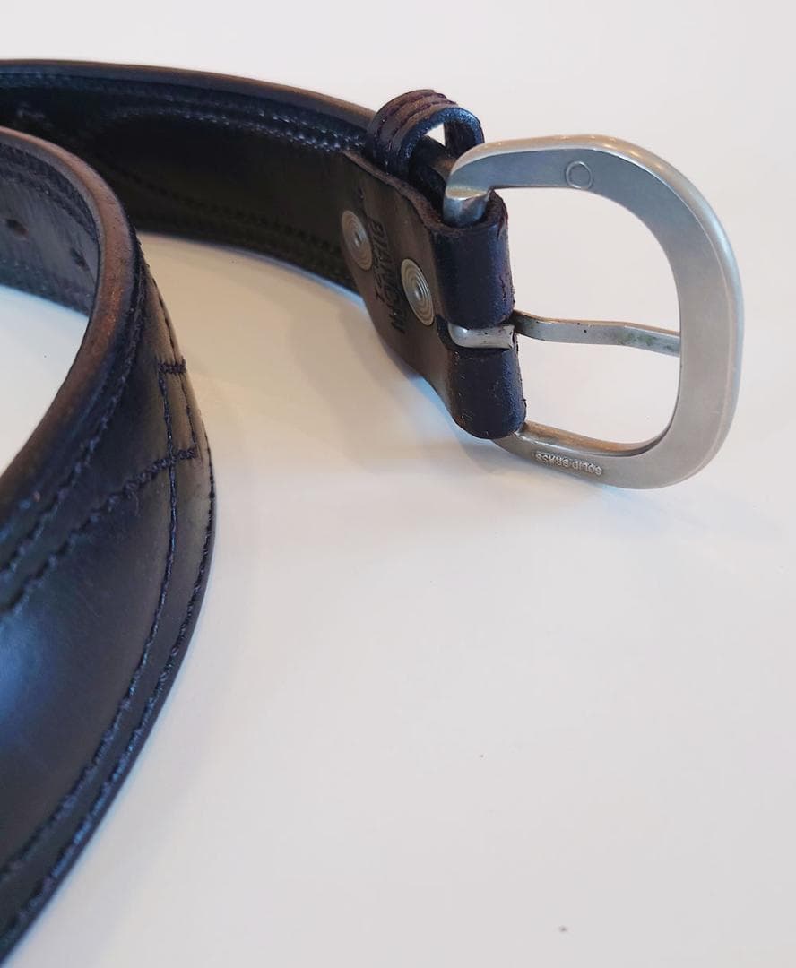 BIANCHI レザー ベルト B21 34インチ (黒&茶 2本セット) 美品