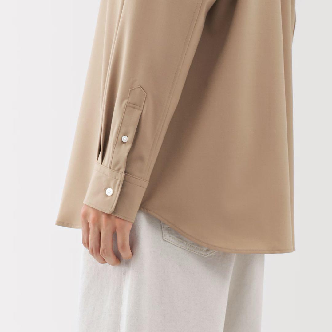 新品【S】グレー MUJI LABO ウール混 レギュラーカラーシャツ ムジラボ