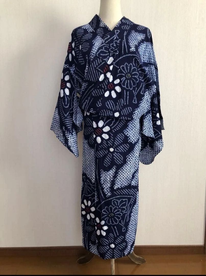 気分セール　終)　有松絞り 浴衣 ゆかた　裄67