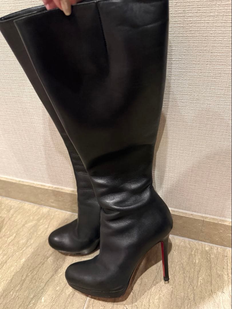 ルブタン　ブラックレザー　ロングブーツ 36ハーフ