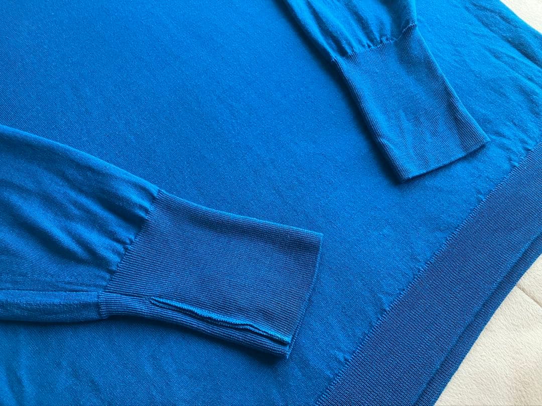 JOHN SMEDLEY ウール 30G モックネックニット ロイヤルブルー L