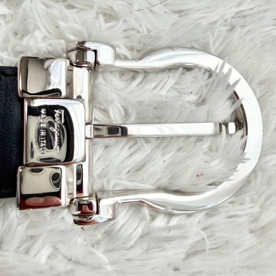 【極美品&レア】フェラガモ デカロゴ ベルト ガンチーニ ビジネス ブラック