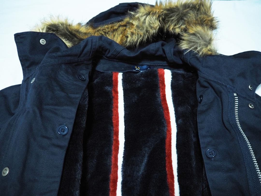 FRED PERRY フレッドペリー ダークネイビー モッズコート フード付美品