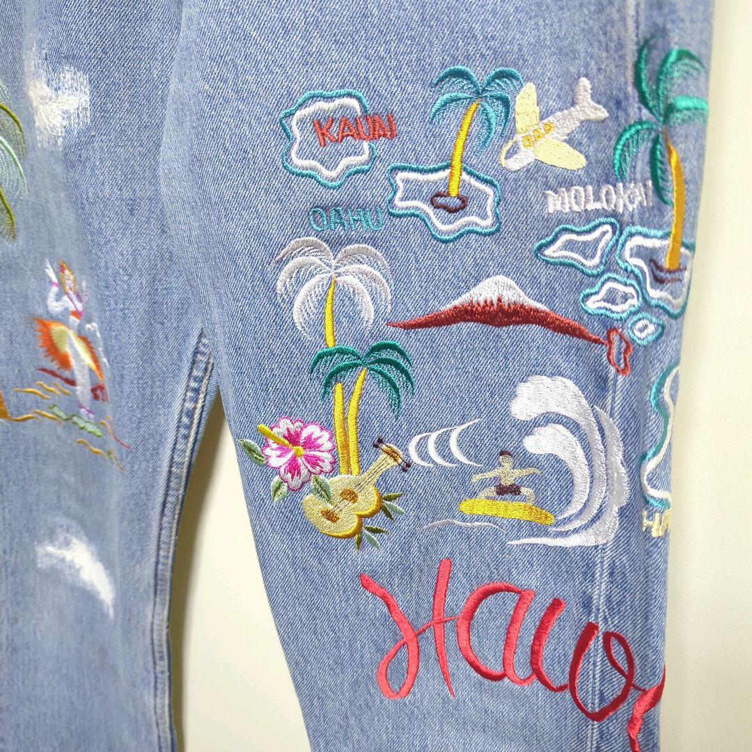 ★製 LEVI’S Hawaii 刺繍 リメイク デニムパンツ