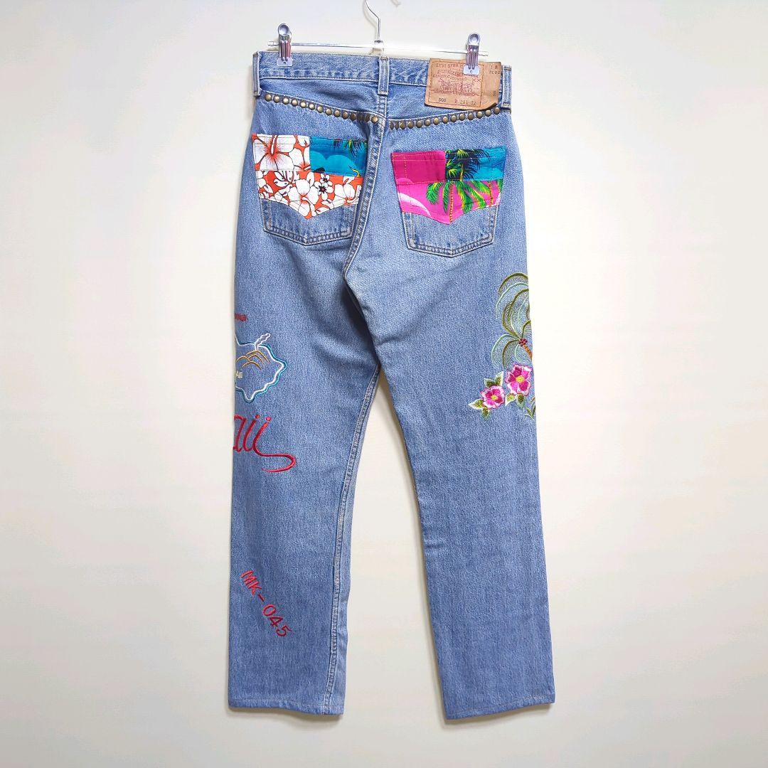 ★製 LEVI’S Hawaii 刺繍 リメイク デニムパンツ