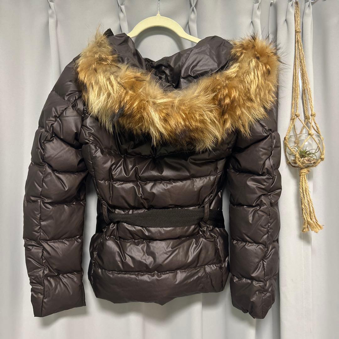 MONCLER ブラウン ダウンジャケット ファー付き