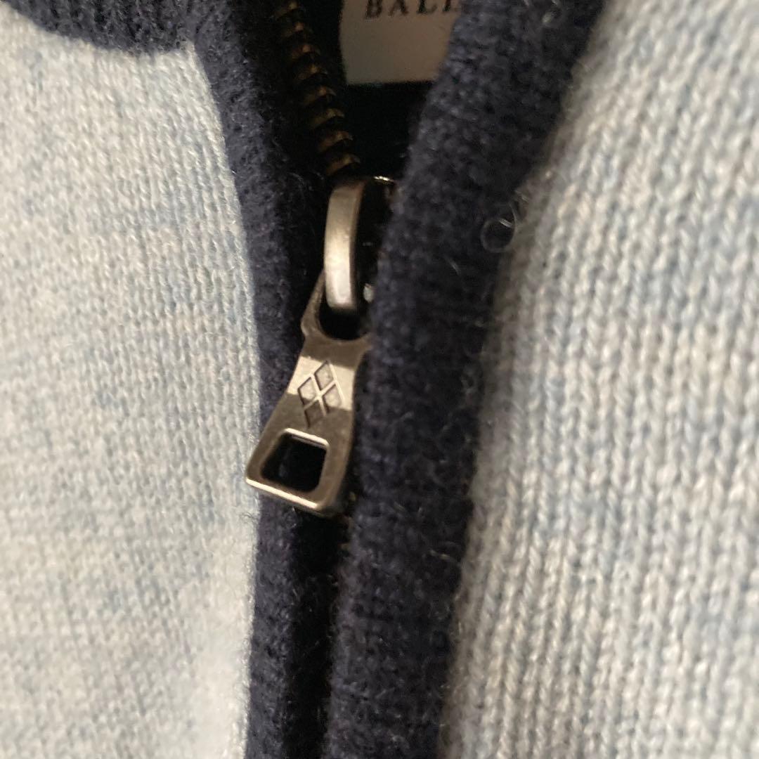 イタリア製バランタイン＊最高級カシミヤ100% アーガイルニット＊ネイビー×水色