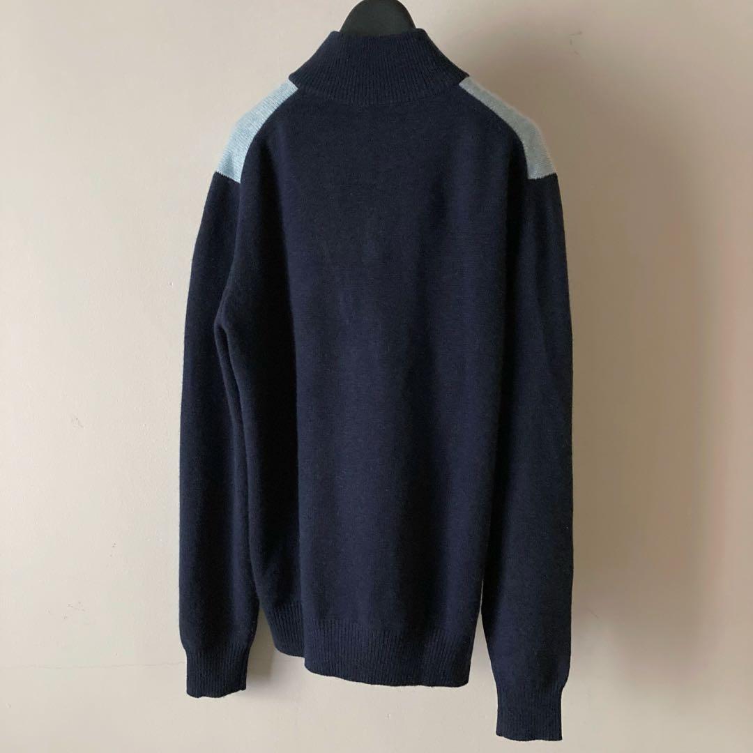 イタリア製バランタイン＊最高級カシミヤ100% アーガイルニット＊ネイビー×水色
