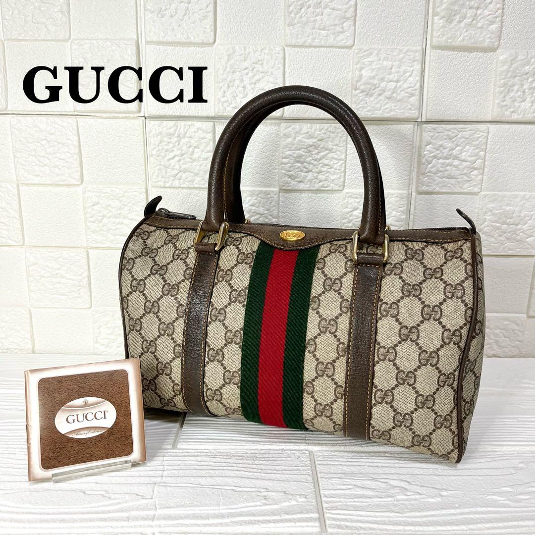 ✨極美品✨☘️GUCCI☘️✨ミニボストンバッグ✨シェリー✨GG柄✨PVCレザー✨