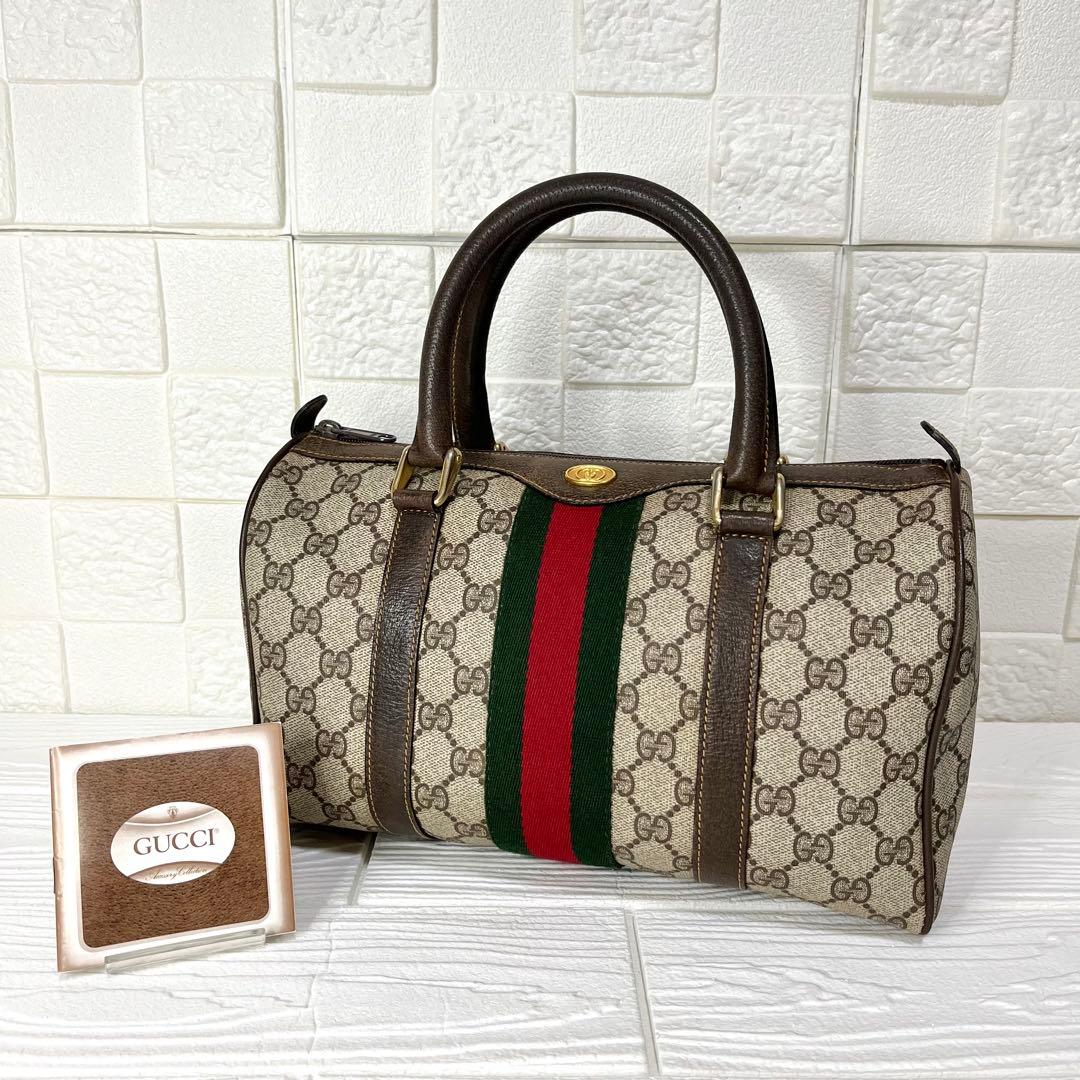 ✨極美品✨☘️GUCCI☘️✨ミニボストンバッグ✨シェリー✨GG柄✨PVCレザー✨