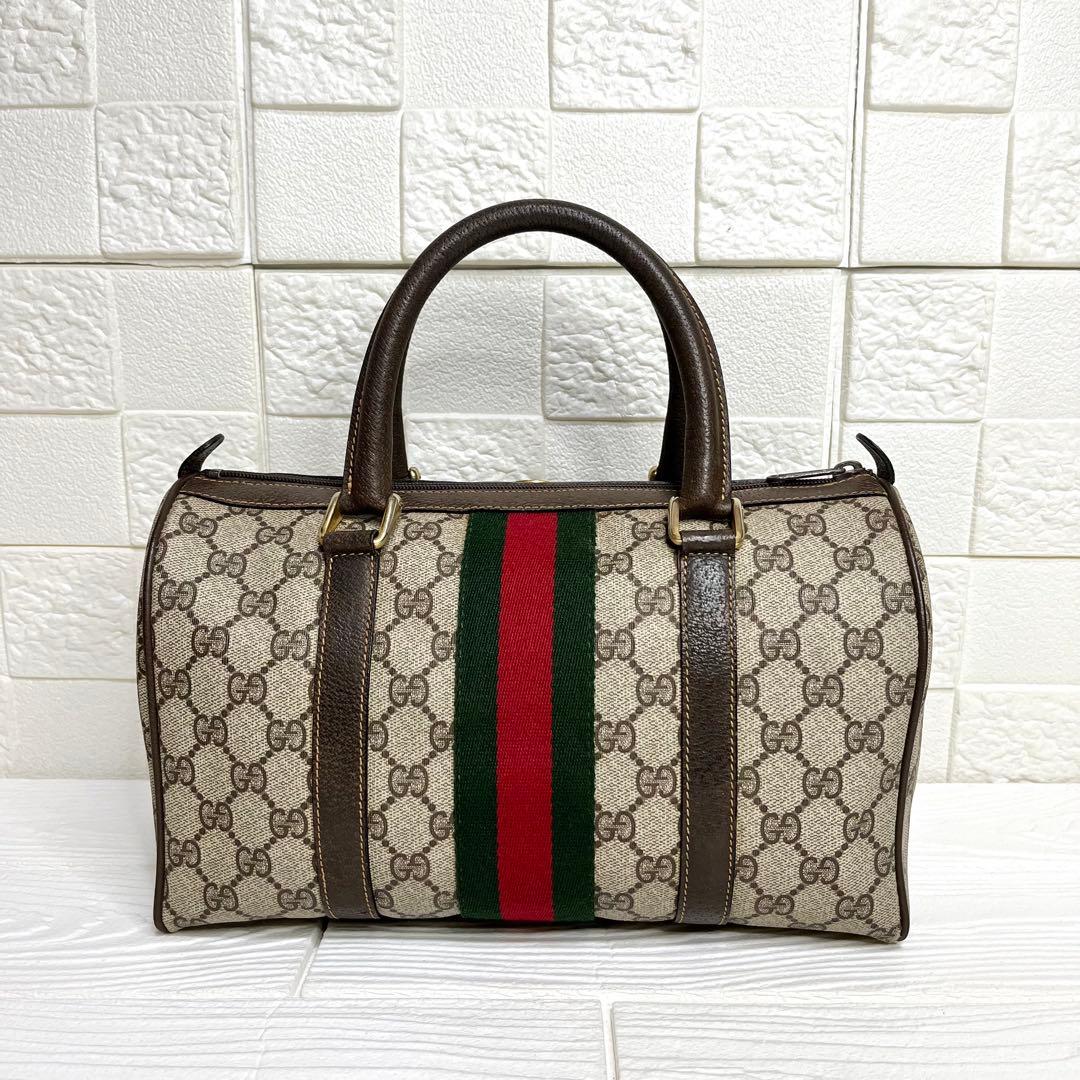 ✨極美品✨☘️GUCCI☘️✨ミニボストンバッグ✨シェリー✨GG柄✨PVCレザー✨