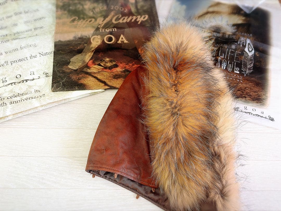 ☆goa ゴア ラムレザー 革ジャン ファー付き ブラウン 難あり