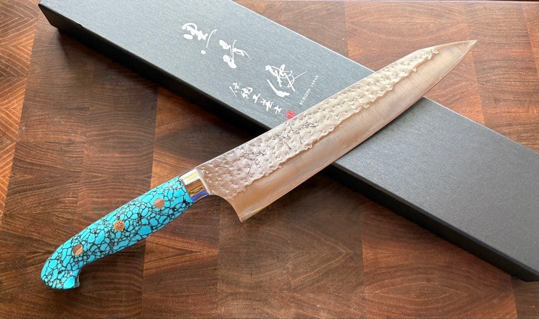 黒崎優　閃光　鋭　sg2 切付　牛刀 210mm ターコイズ　洋包丁　越前