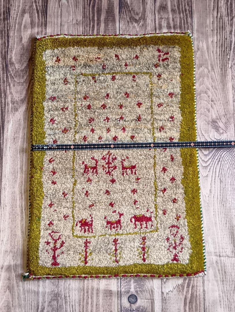 ペルシャ絨毯　ギャッベ　玄関サイズ　手織り　イラン(24)