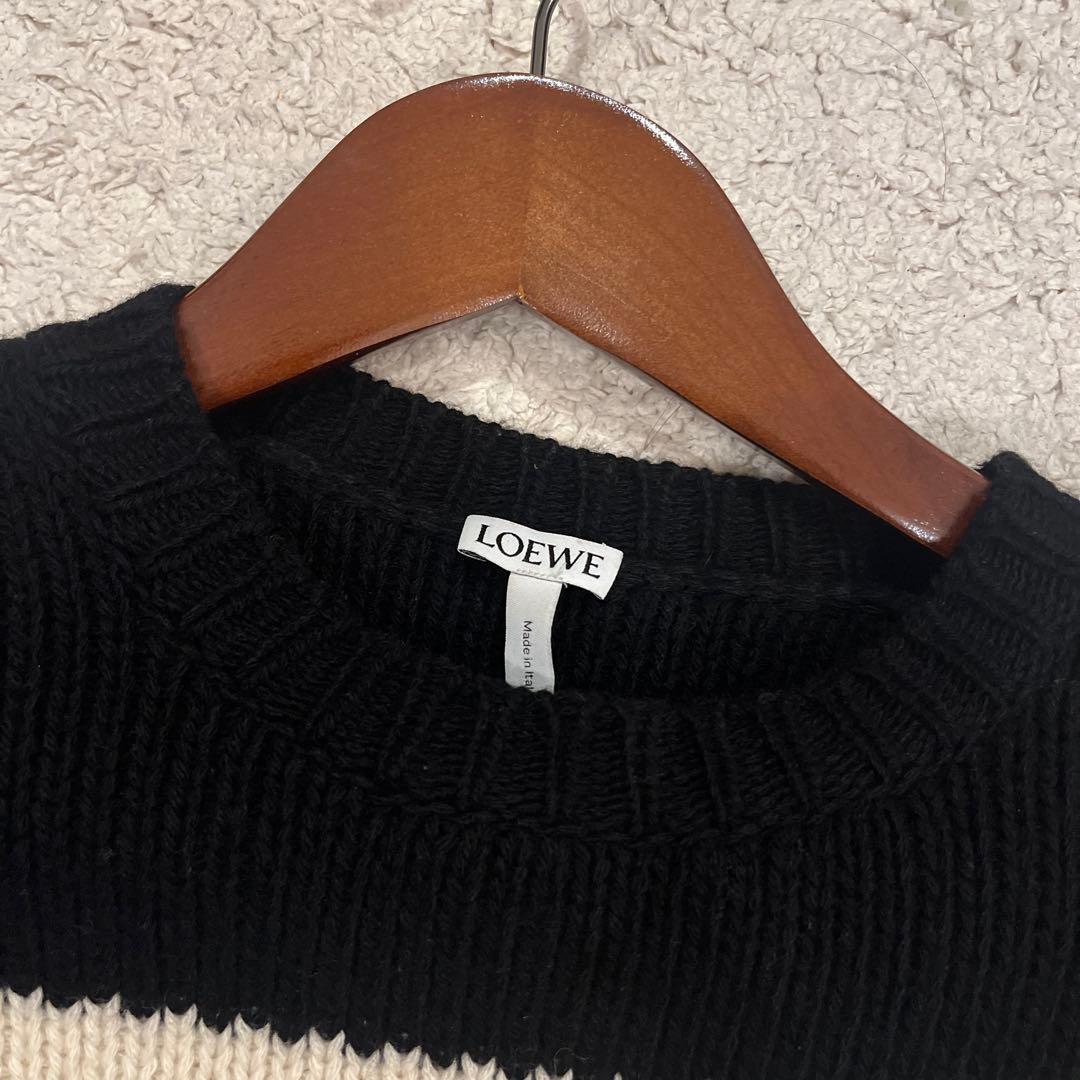 本日出品取り下げ　LOEWE ニットセーター XS 黒/アイボリー