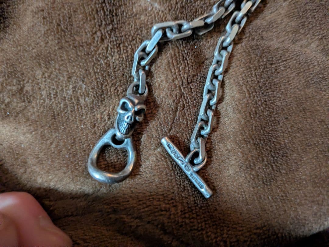 GABORATORY スモールオーバルリンクスカルTバー ネックレス 75cm