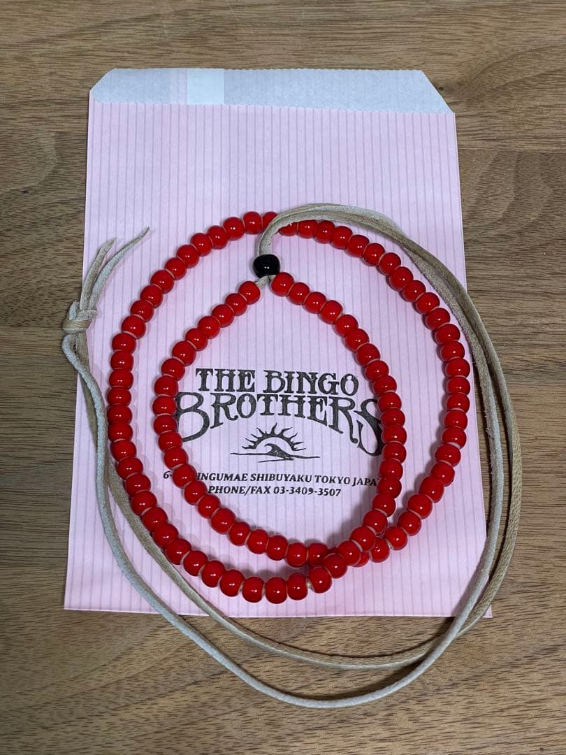 【新品】THE BINGO BROTHERS 一連赤ビーズ　ホワイトハーツ