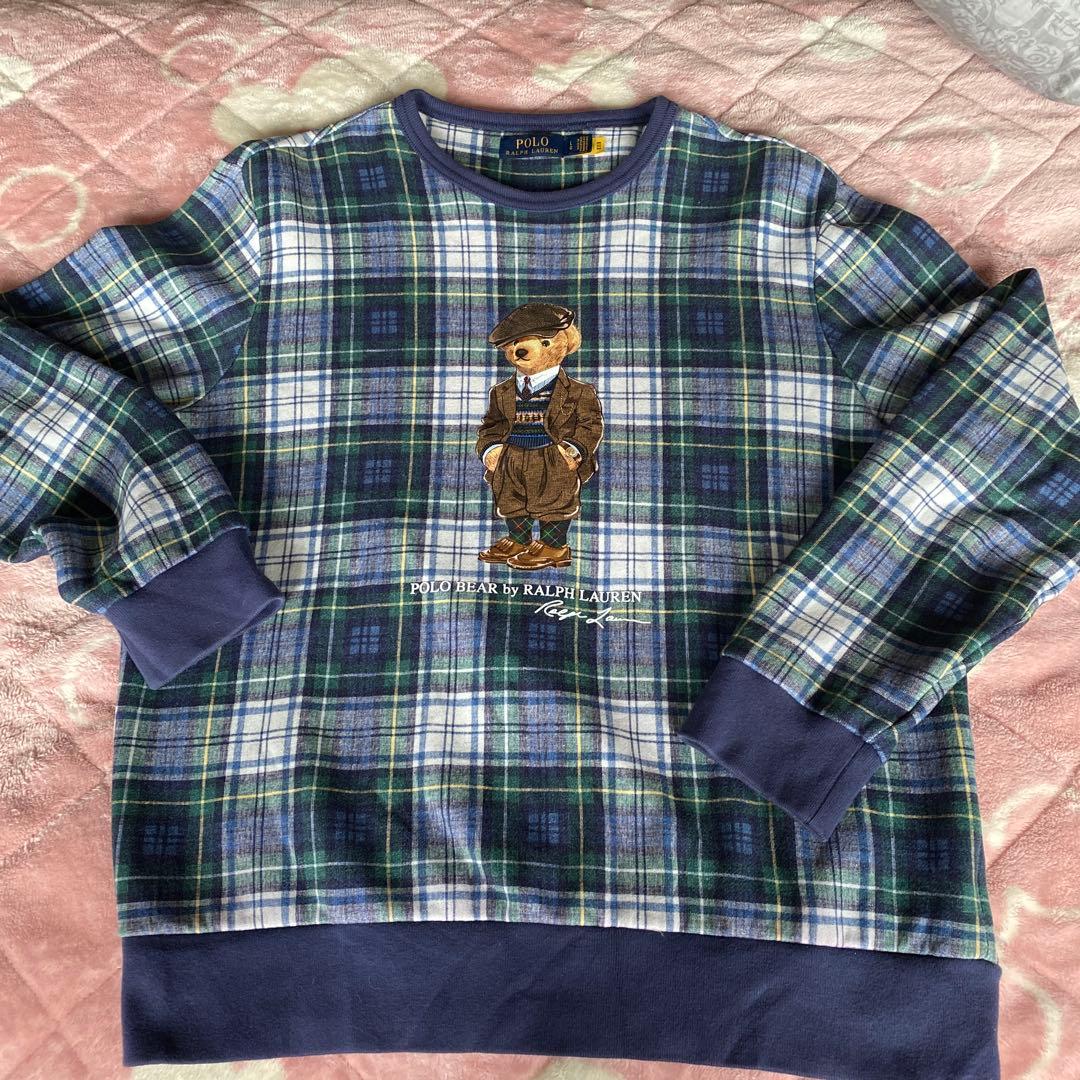 ポロラルフローレン　POLO チェック柄クマトレーナー