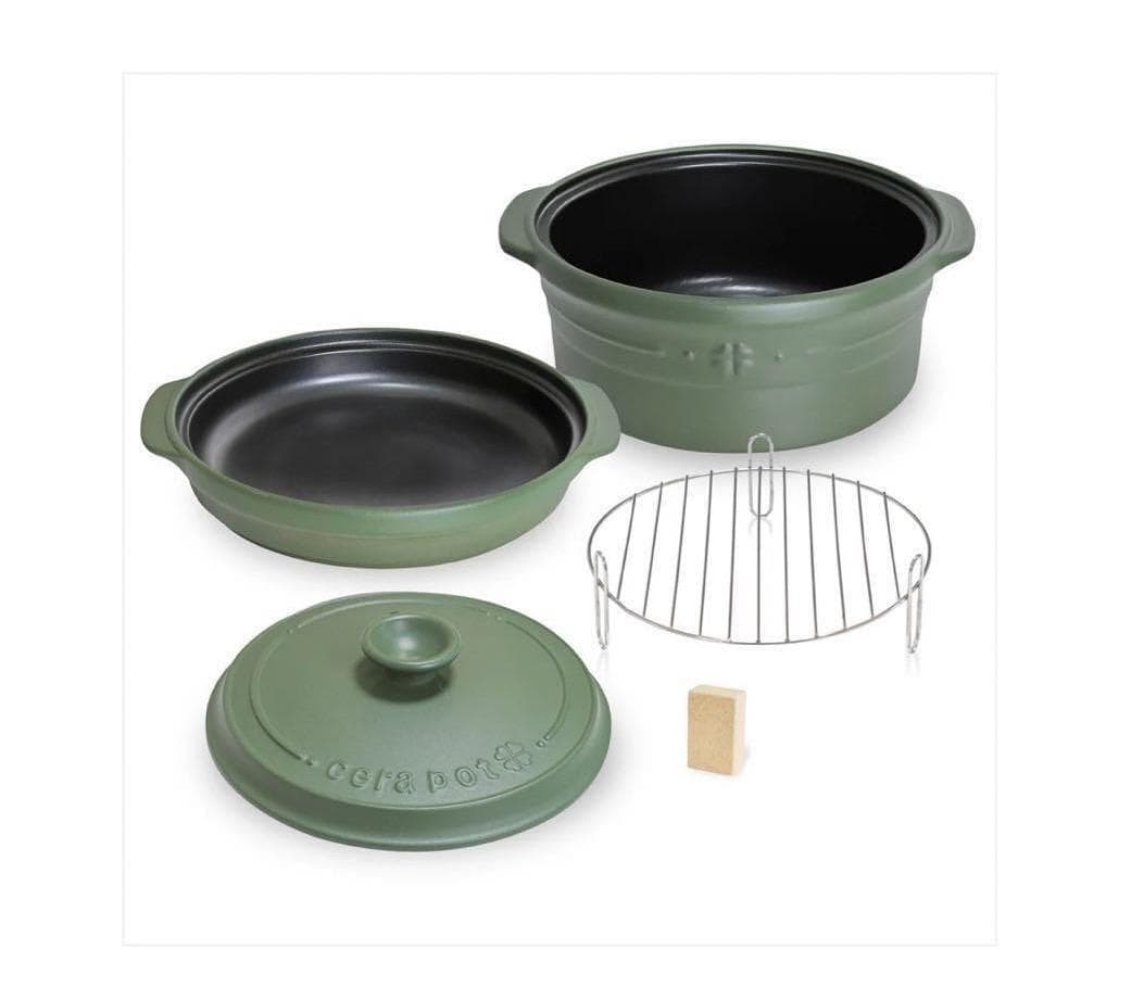 M1300【 未使用】セラポット モスグリーン 26cm 5点セット