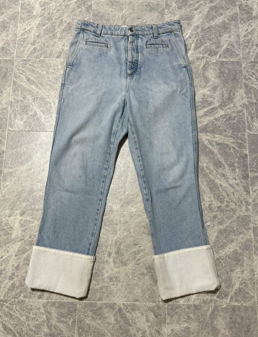 LOEWE ロエベ フィッシャーマン デニムジーンズ パンツ レザーパッチ 48