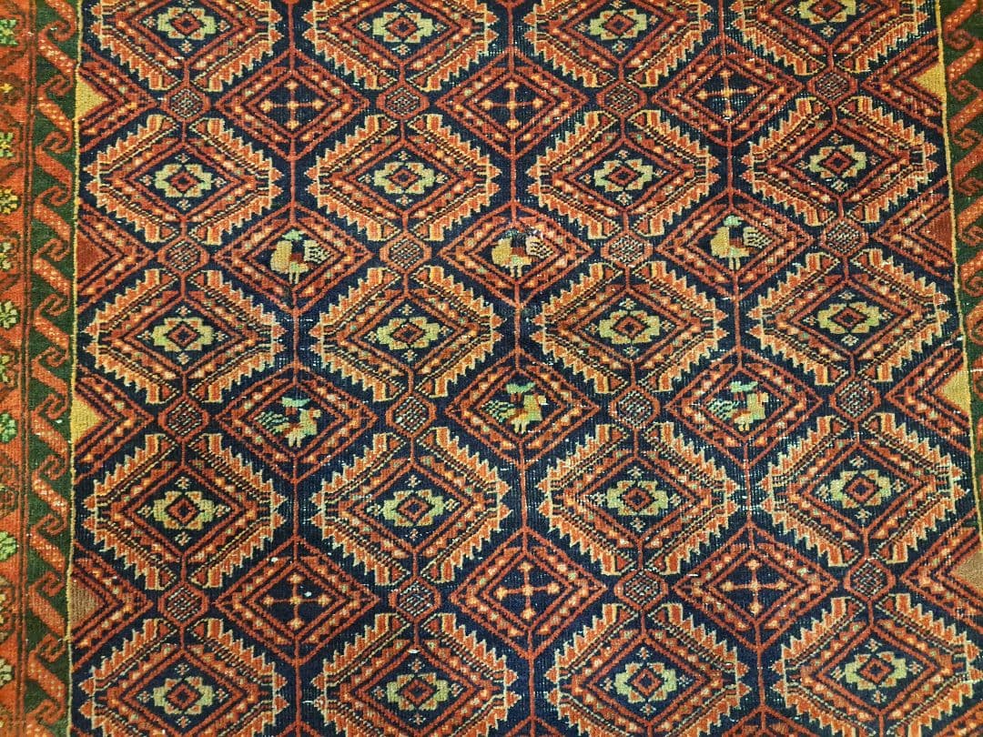 手織りトライバルラグ　ヴィンテージラグ　イラン　ウール　ペルシャ絨毯　バルーチ