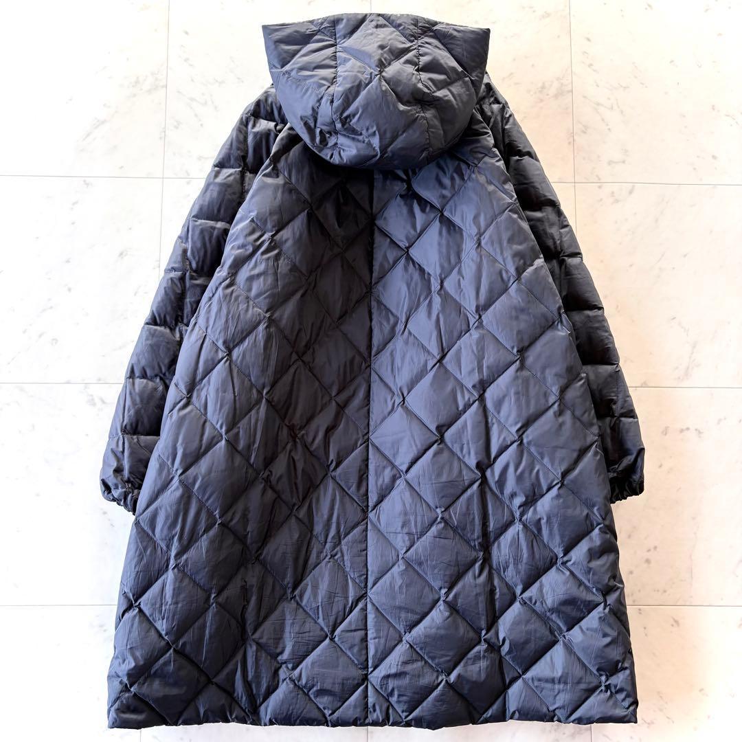 美品 トゥモローランドコレクション リナイロン フーデッドダウンコート ネイビー