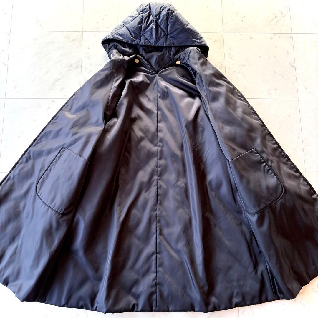美品 トゥモローランドコレクション リナイロン フーデッドダウンコート ネイビー