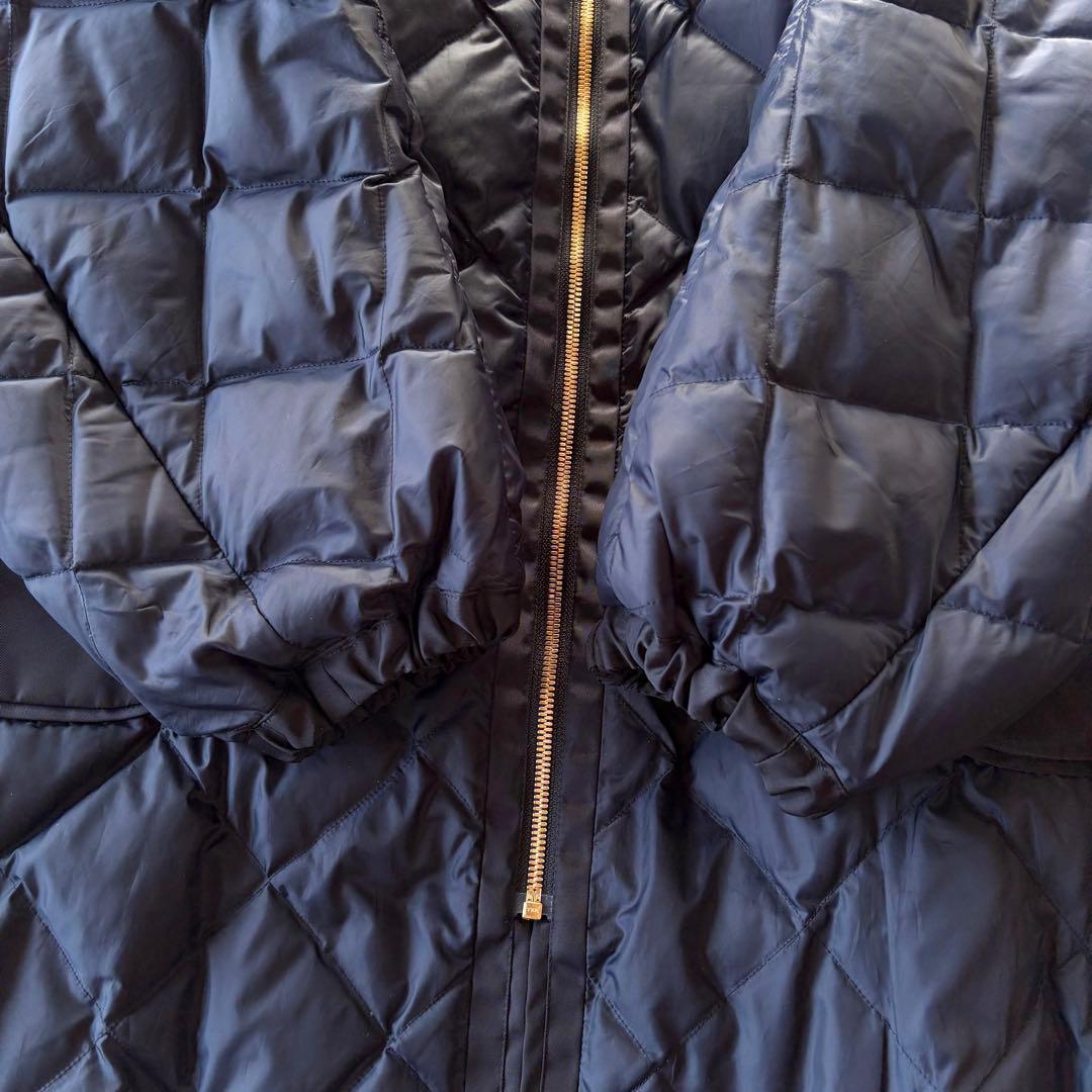 美品 トゥモローランドコレクション リナイロン フーデッドダウンコート ネイビー