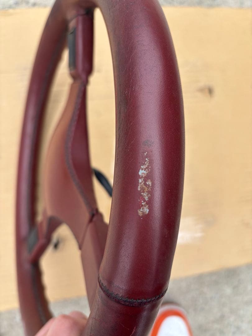 ワインレッド レザー ステアリング 3スポーク イタルボランテ 360mm