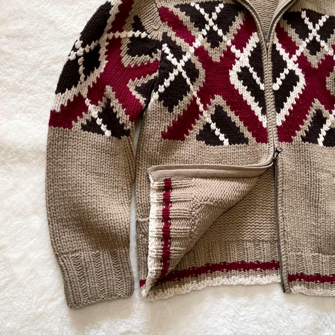 【希少】トミーヒルフィガー　ネイティブ柄　カウチン　ドライバーズニット　L