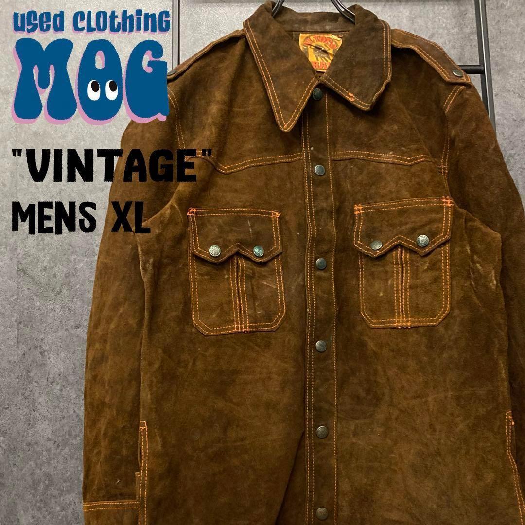 メキシコ製《US古着》ヴィンテージ スエード/レザー ジャケット メンズL-XL