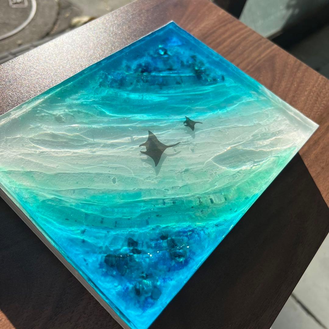 【レジンアート】波紋アート／15cm × 20cm／枠なし