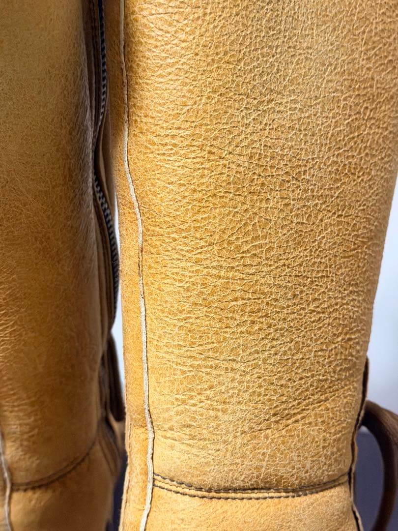 美品　PRADA ベージュ ロングブーツ　ムートン　car shoe 35.5