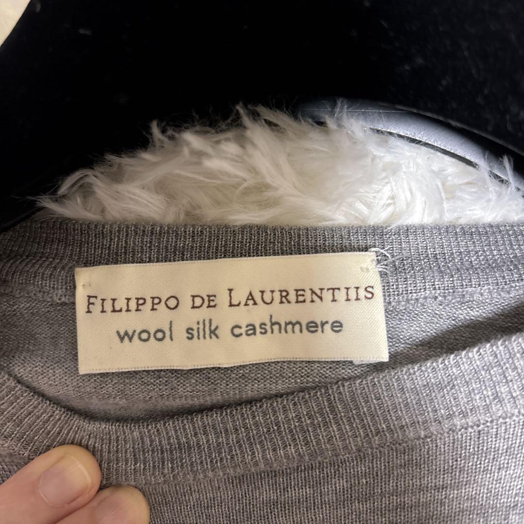 フィリッポデローレンティス　クルーネックニット、カシミア、シルク混　グレー　46
