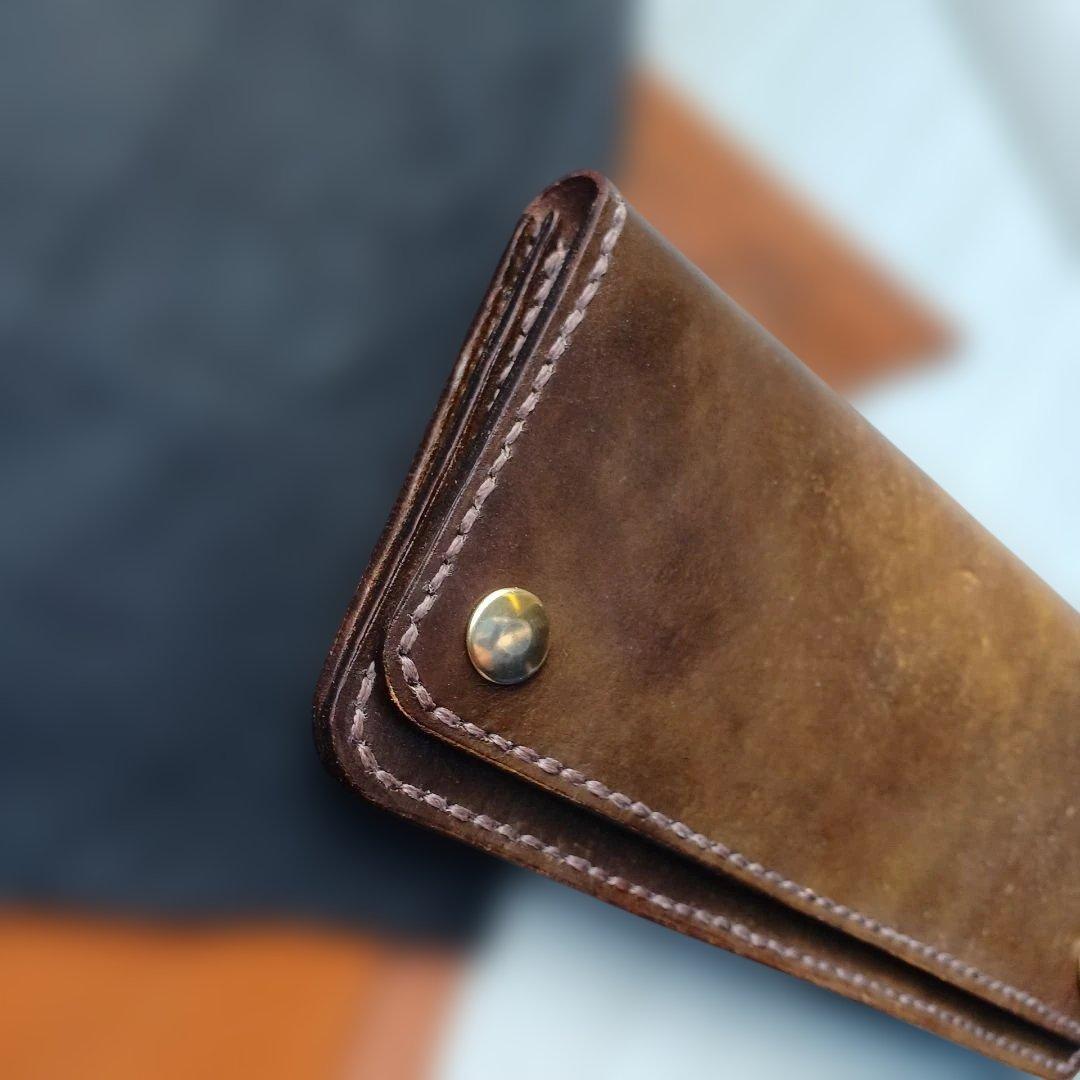 トラッカーウォレット　ロング　グラデーション染め　ダークイエロー～ブラウン