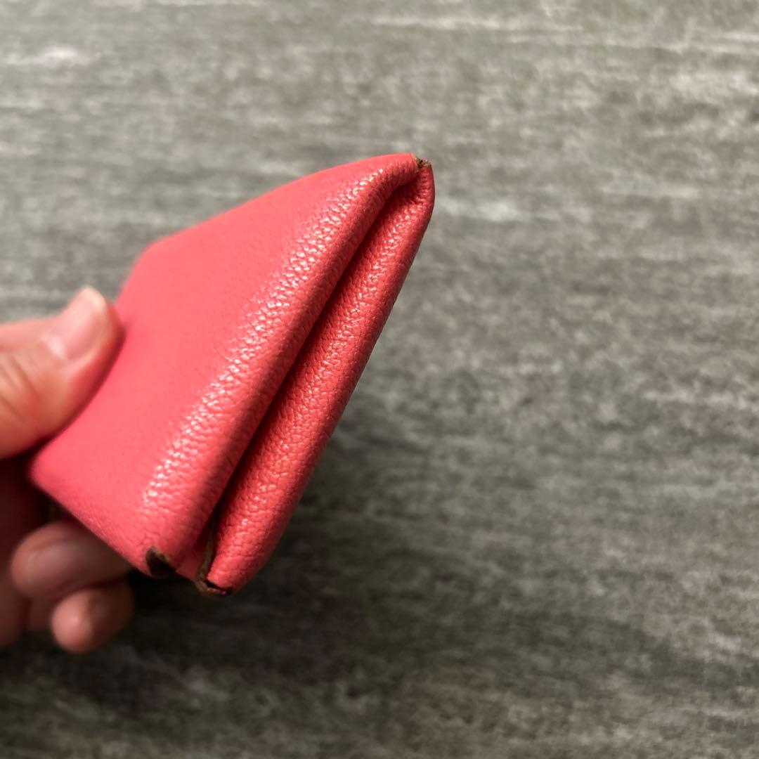 エルメス　ピンク レザー 名刺入れ カードケース　ガルヴィ