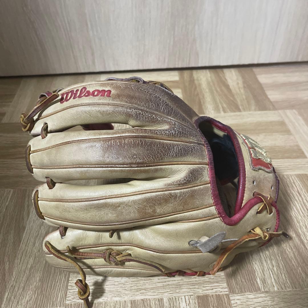 Wilson 軟式グローブ ベージュ/赤　内野