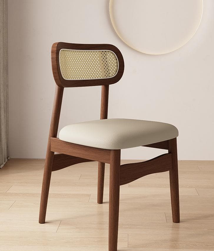 新品 ラウンド ラタンチェア 北欧 ミッドセンチュリー レザークッション