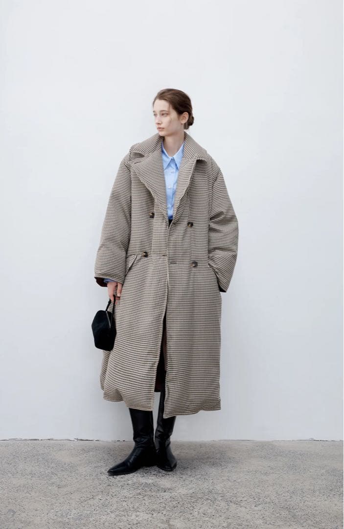 tageechita クラシカルチェックダウンコート
