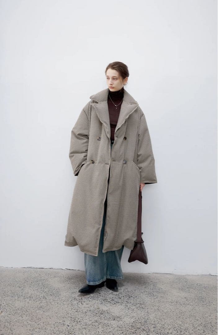 tageechita クラシカルチェックダウンコート