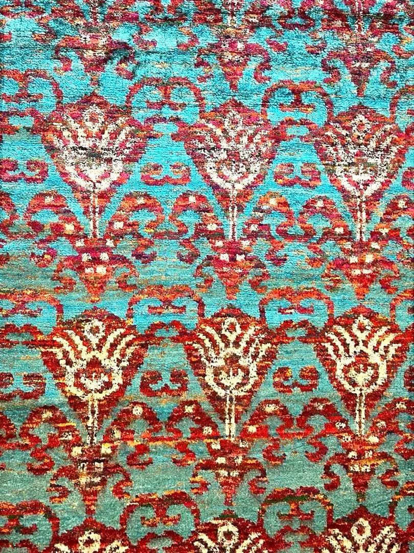 SALE【新品未使用】アスプルンド　ターコイズ 花柄 ラグ 約140x200cm