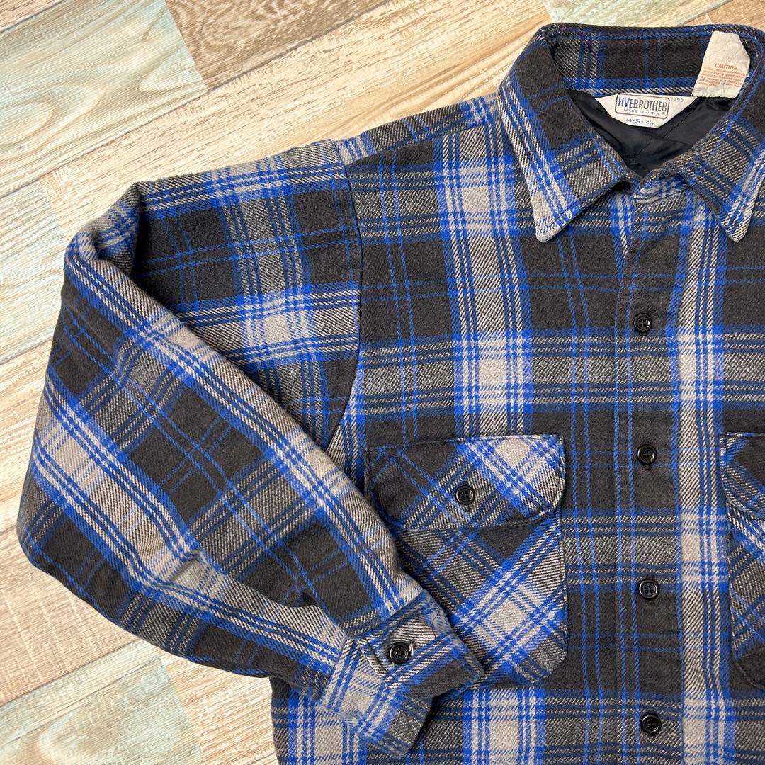 80s USA製 FIVEBROTHER キルティング ネルシャツ 希少サイズ
